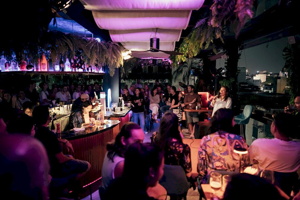 Cocoon Rooftop appears as a tropical hideout in the heart of Saigon